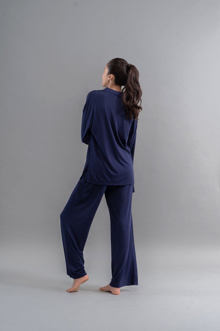 Deep Navy Supima Button Down Shirt With Slit