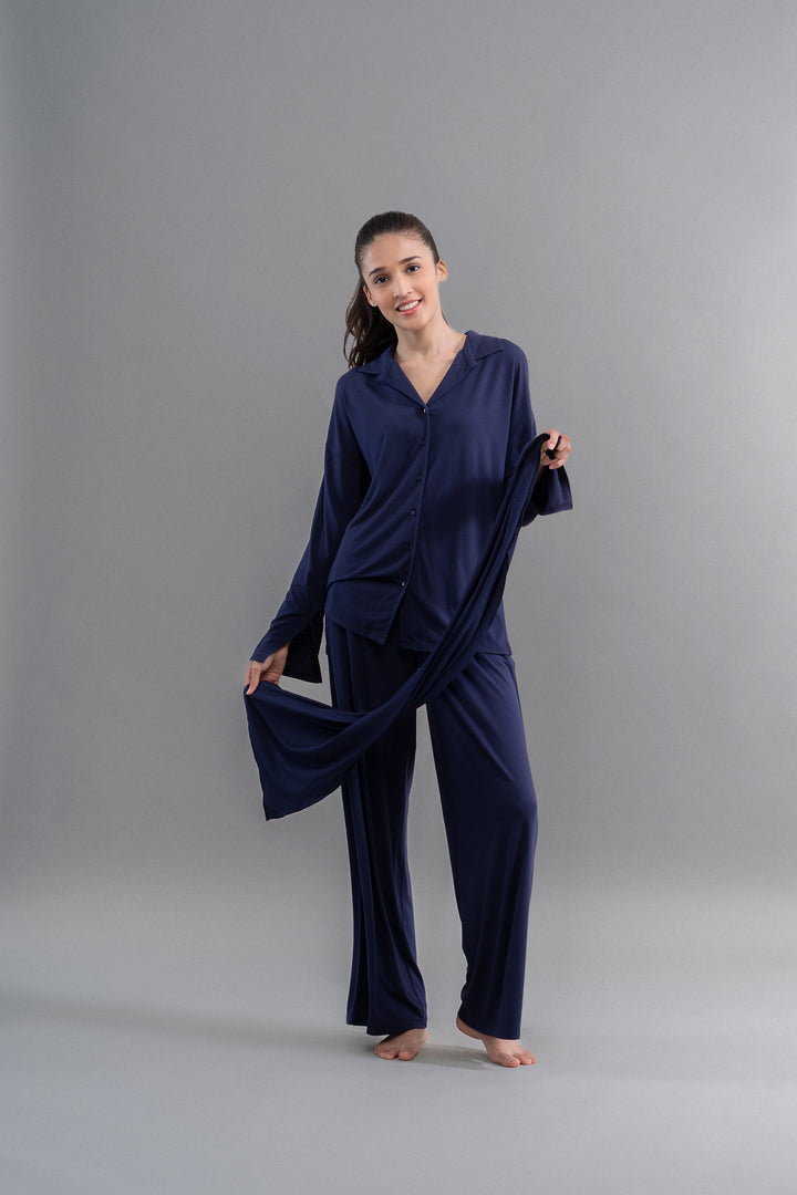 Deep Navy Supima Button Down Shirt With Slit