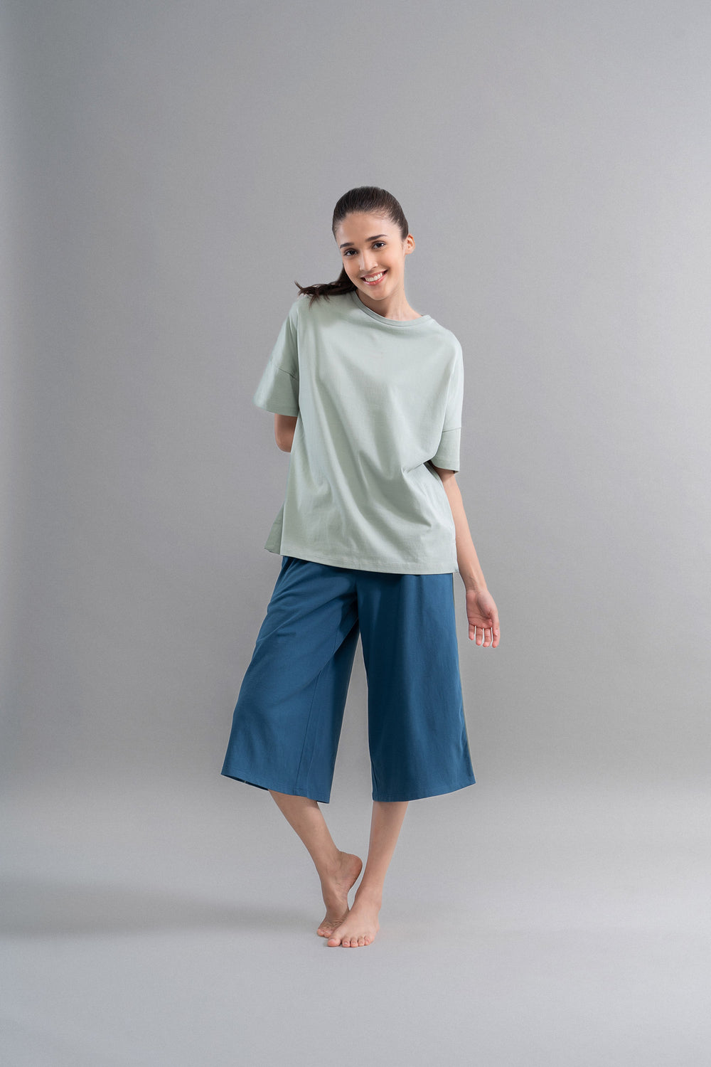 Sage Teal Cotton Culotte Set