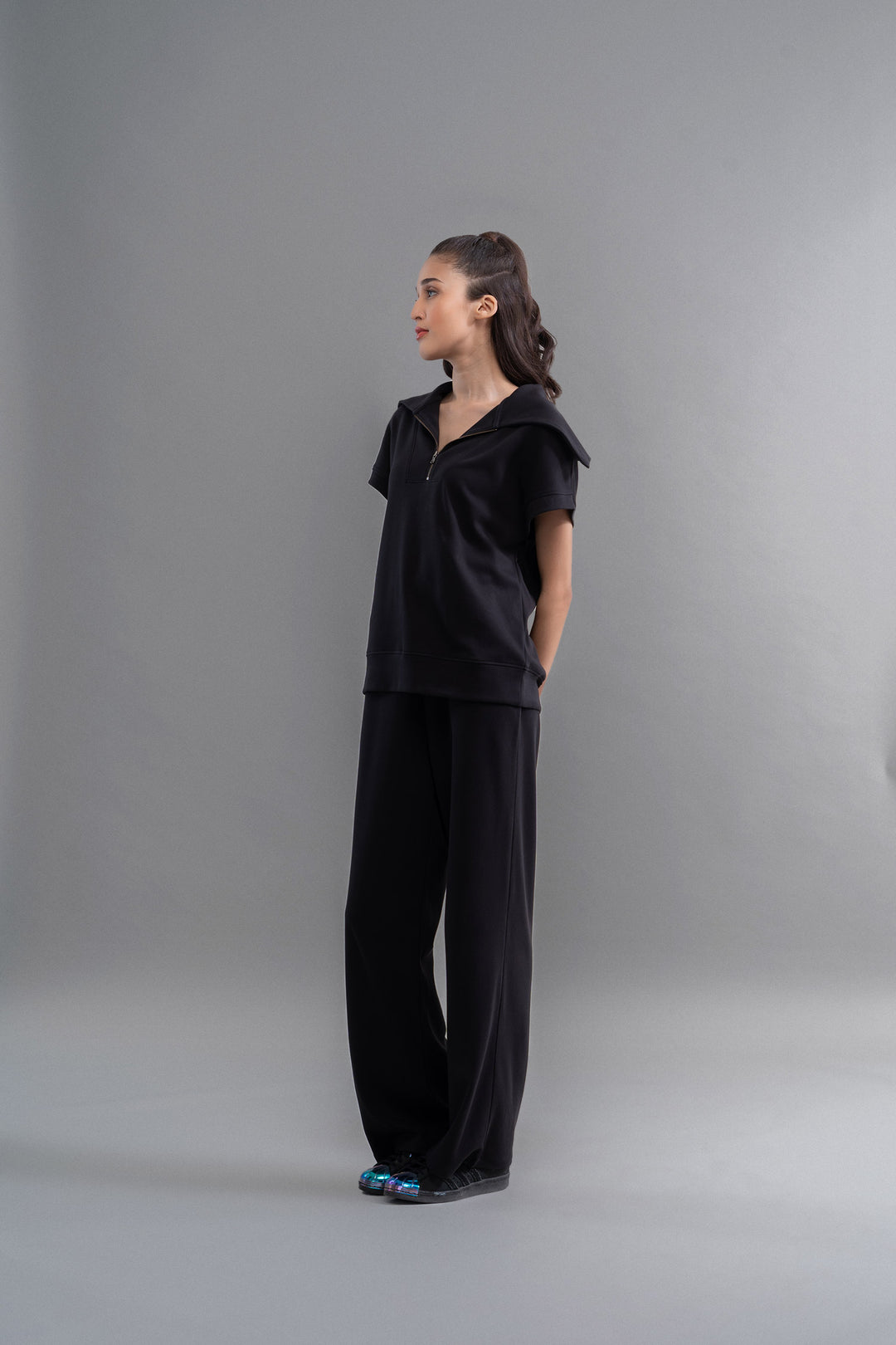 Snugknit® Black Co Ord Set worn by model, stylish and comfortable outfit.