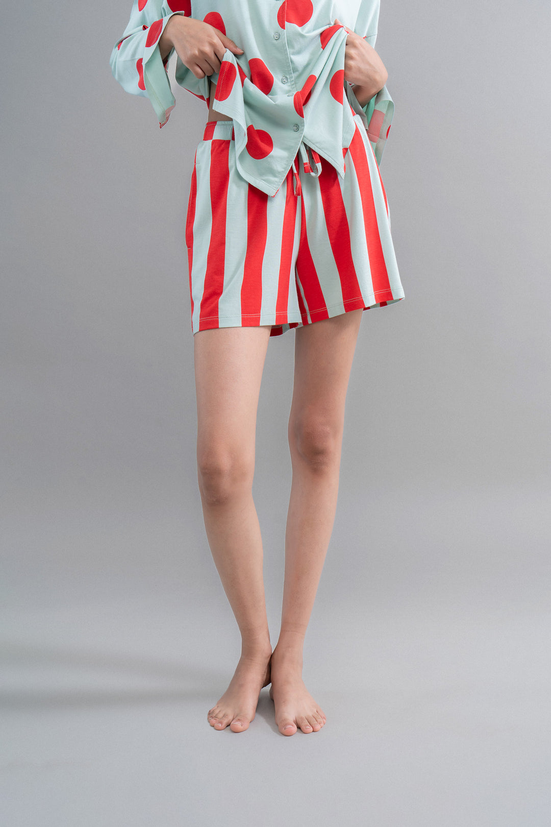 Aqua Red Stripe Supima Shorts