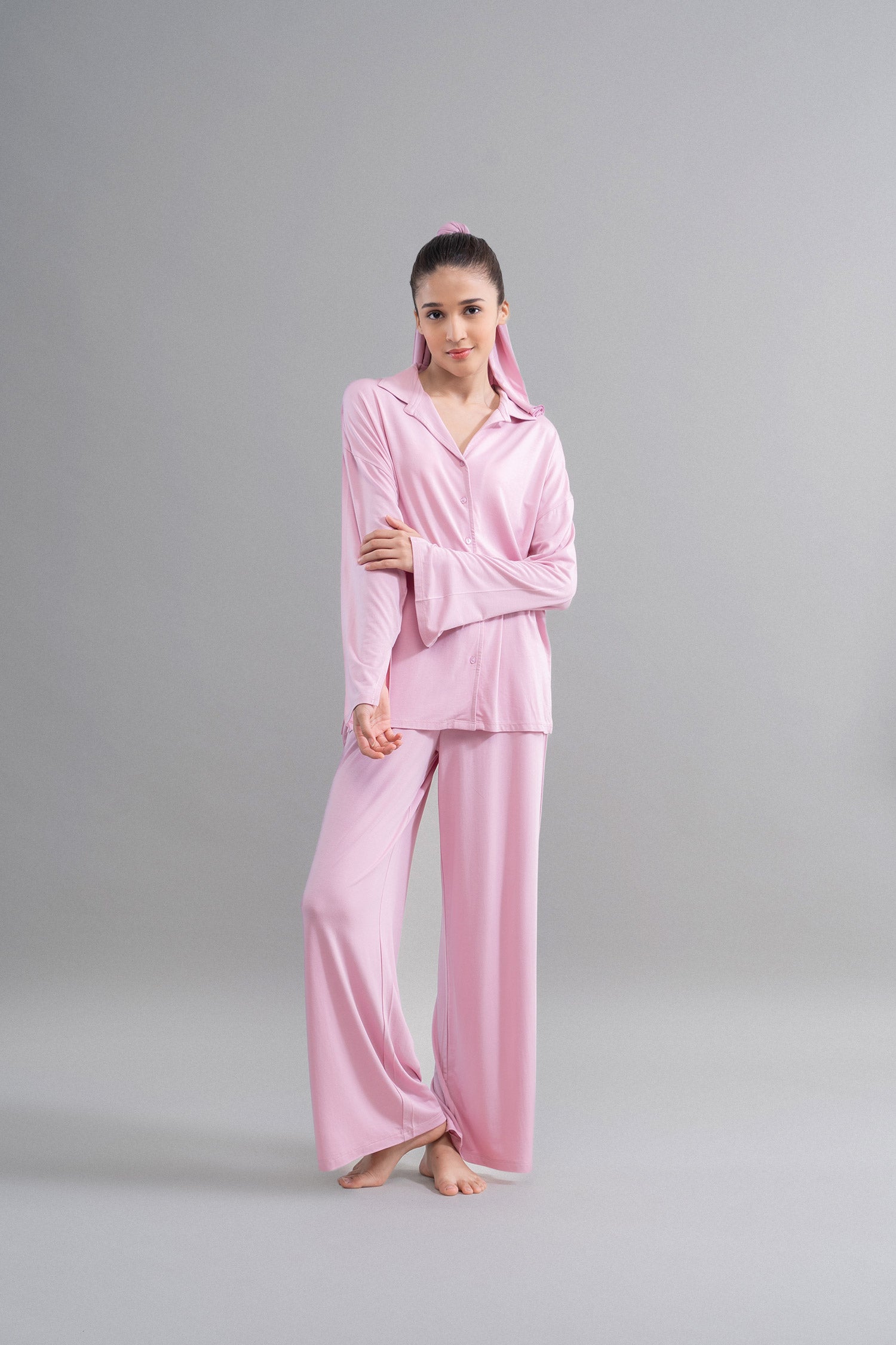 Pink button down pajamas sale