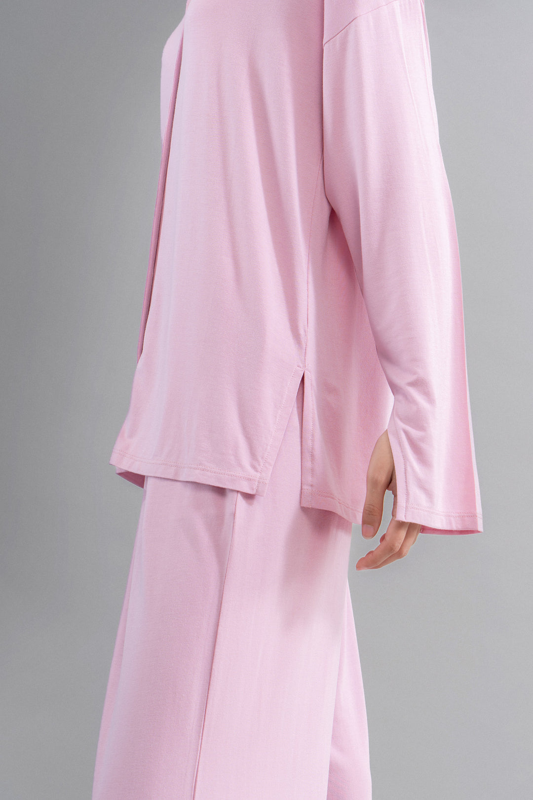 Deep Pink Modal Button Down Shirt With Slit