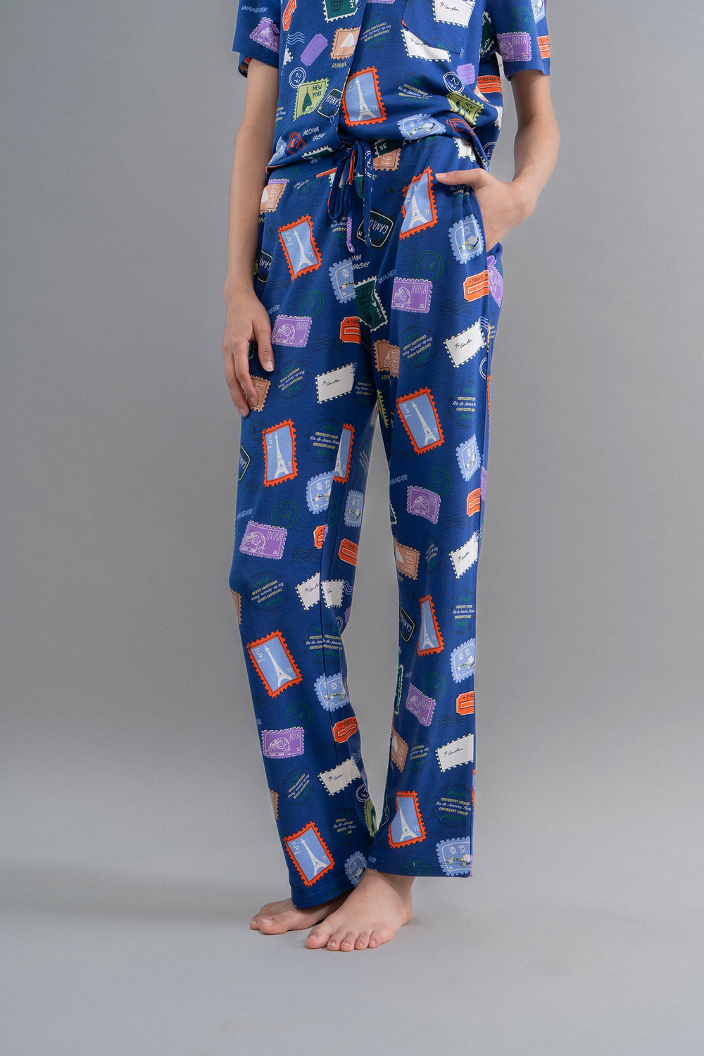 Wanderlust Blue Modal Straight Pajamas