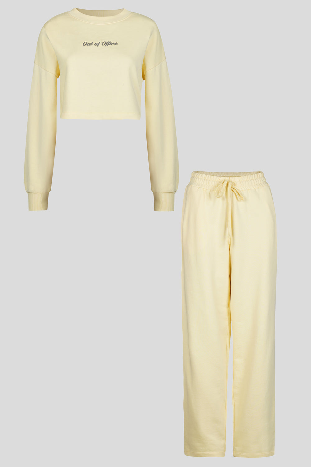 'Out Of Office' Yellow Terry Barrel Co-ord Set