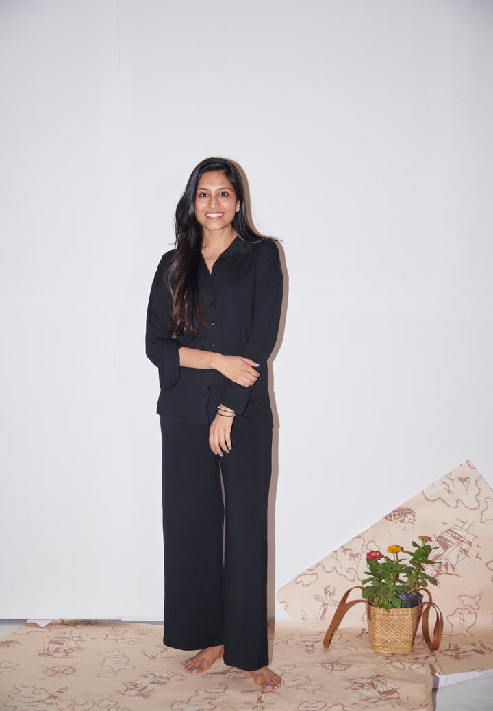 Black Modal Flared Pajama