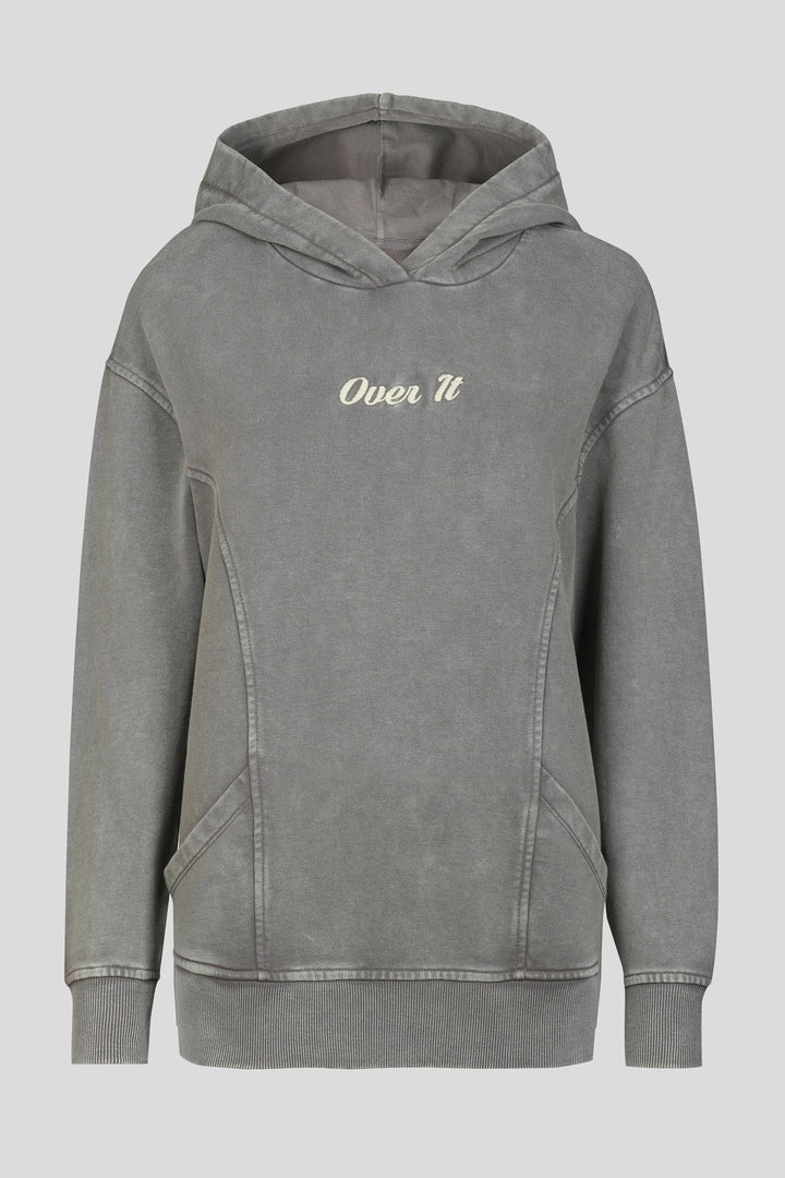 'Over It' Grey Oversized Hoodie