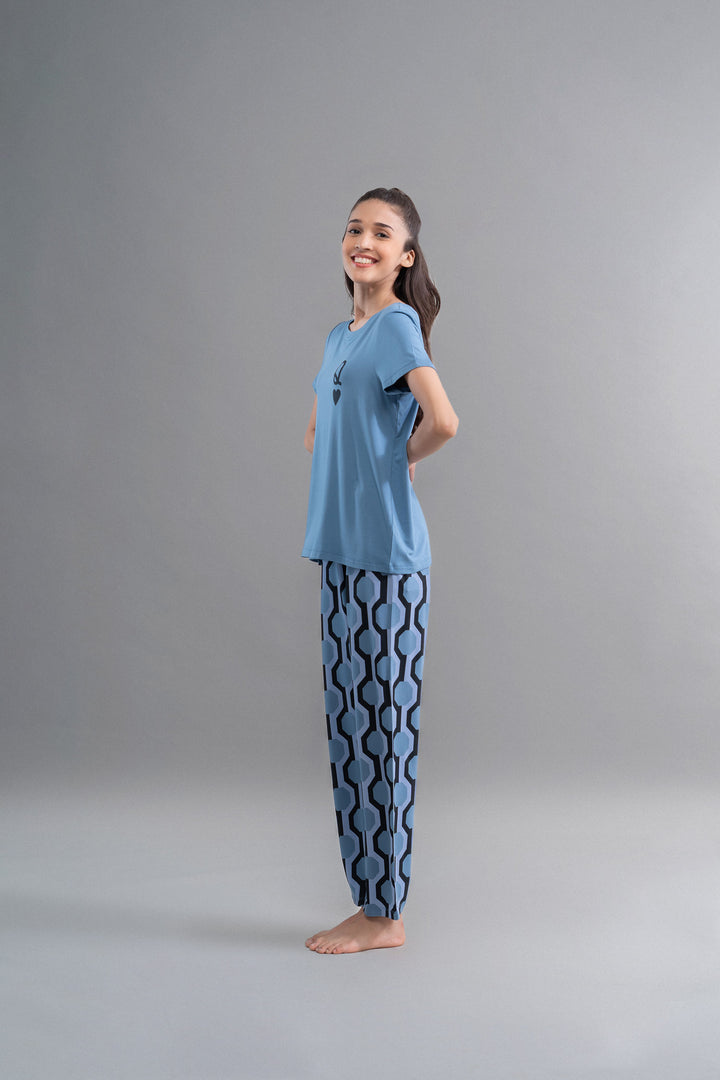 Midnight Blue Geometric Modal Pajamas