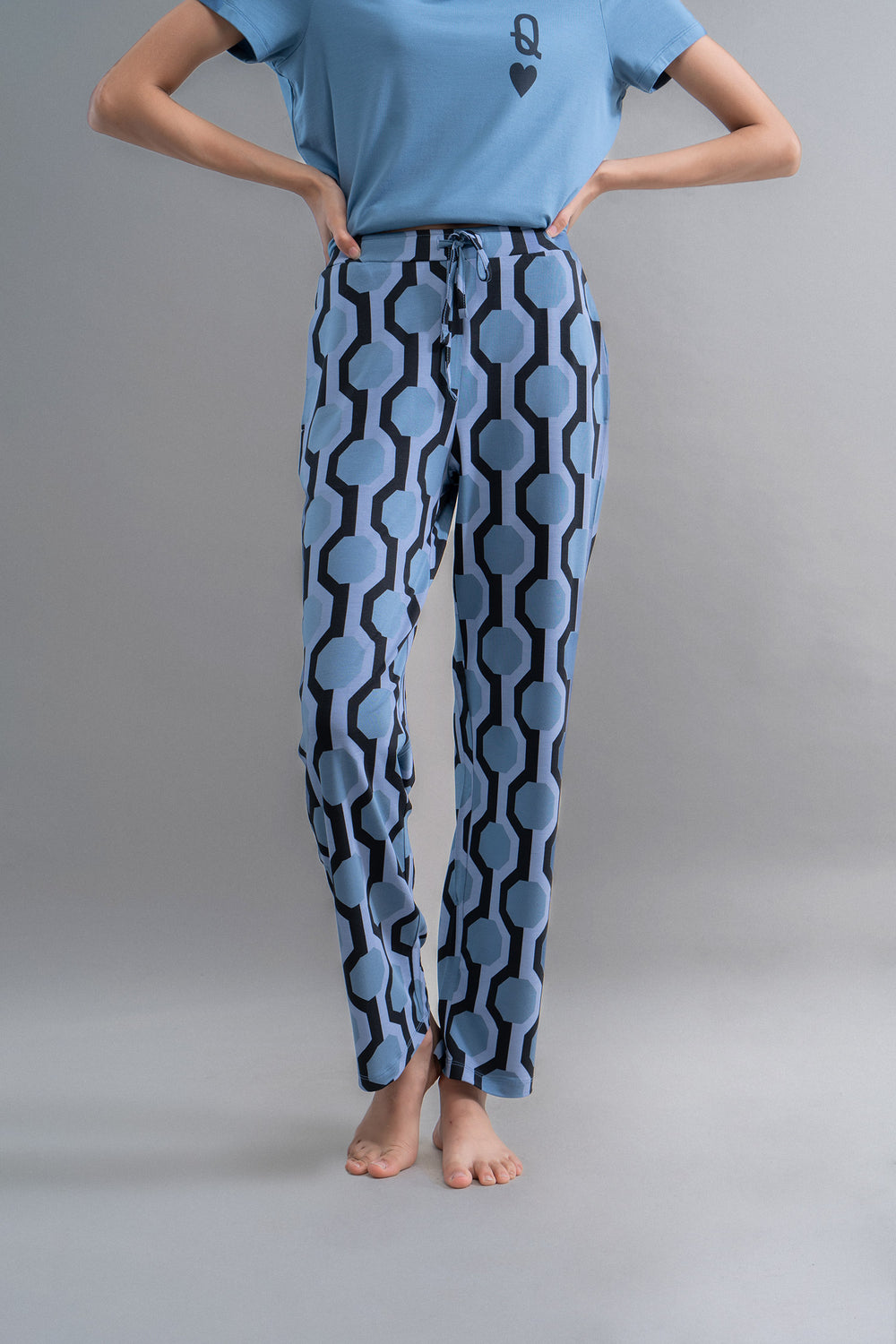 Midnight Blue Geometric Modal Pajamas