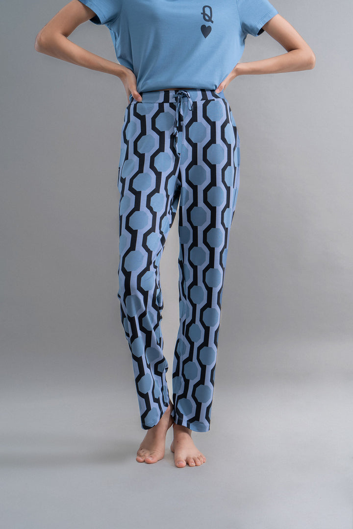 Midnight Blue Geometric Modal Pajamas for comfortable sleepwear style.