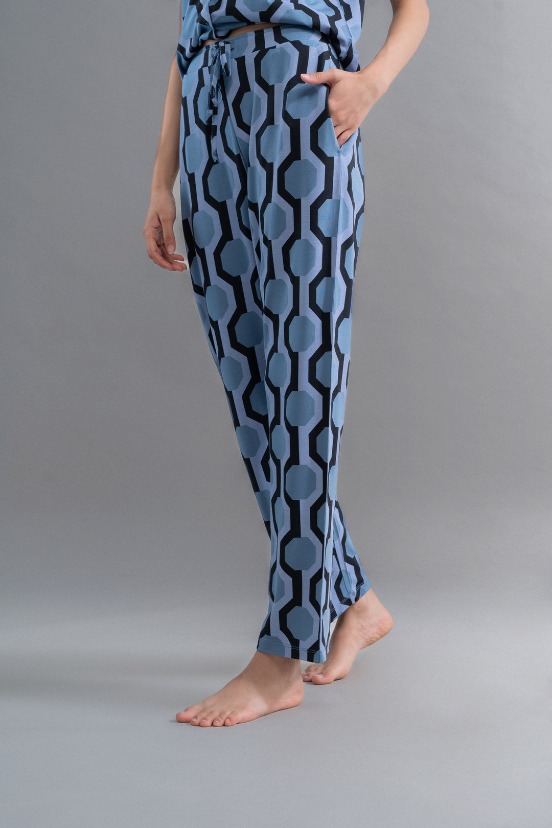 Midnight Blue Geometric Modal Pajamas