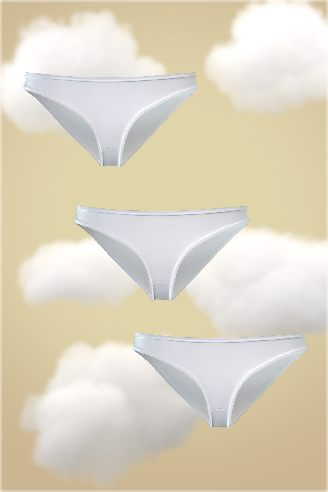 Set of three Supima Bikini - Cloudy White  Nessies