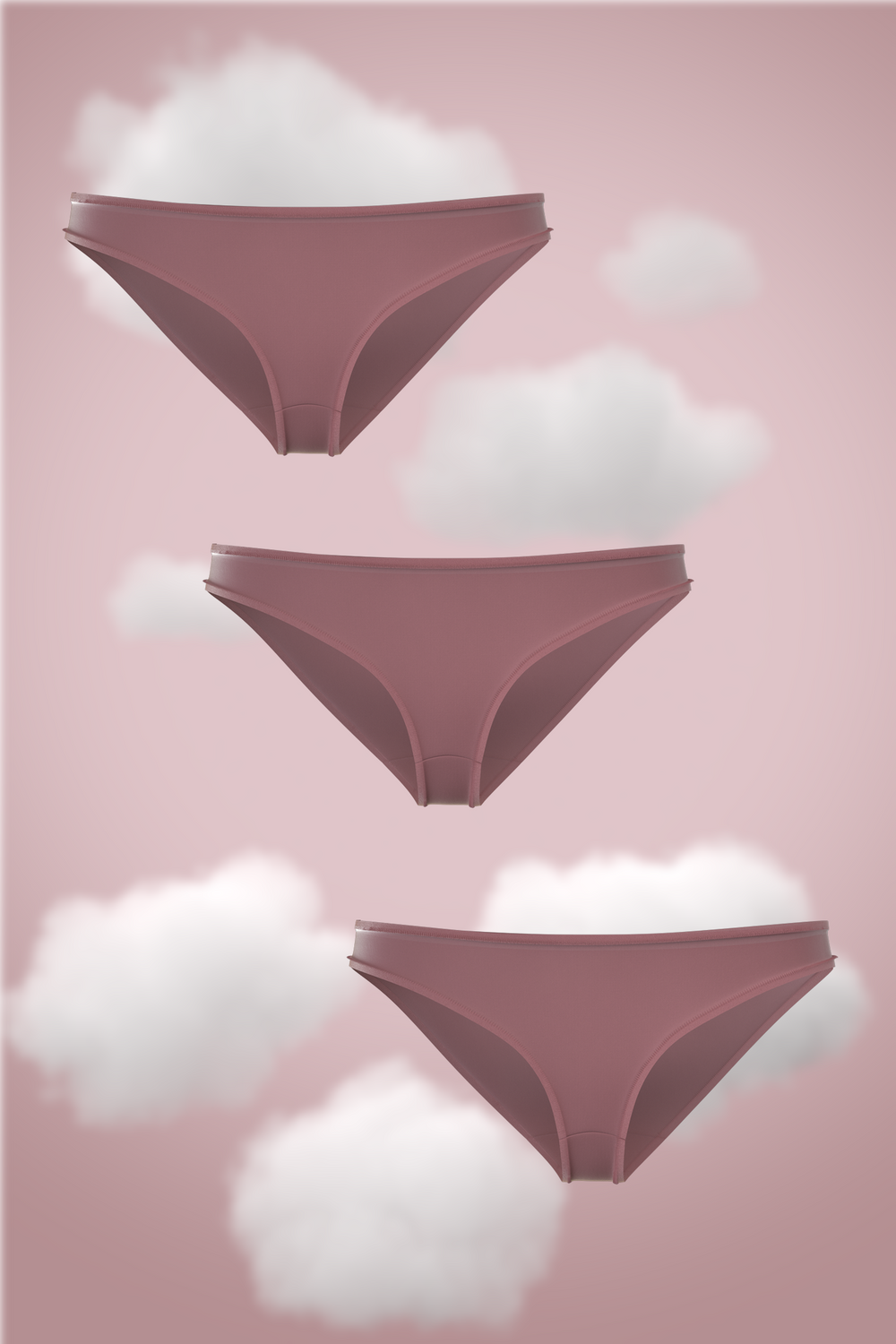 Set of three Supima Bikini - Soft Rose Nessies