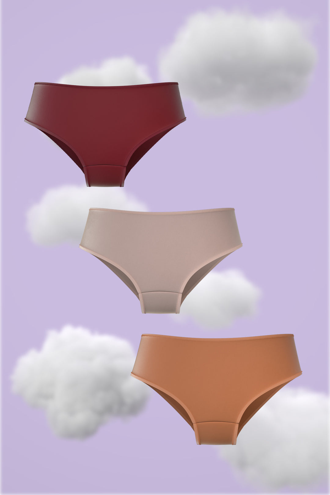 Set of three Brief- Ruby, Warm Ember, Soft Nude Nessies