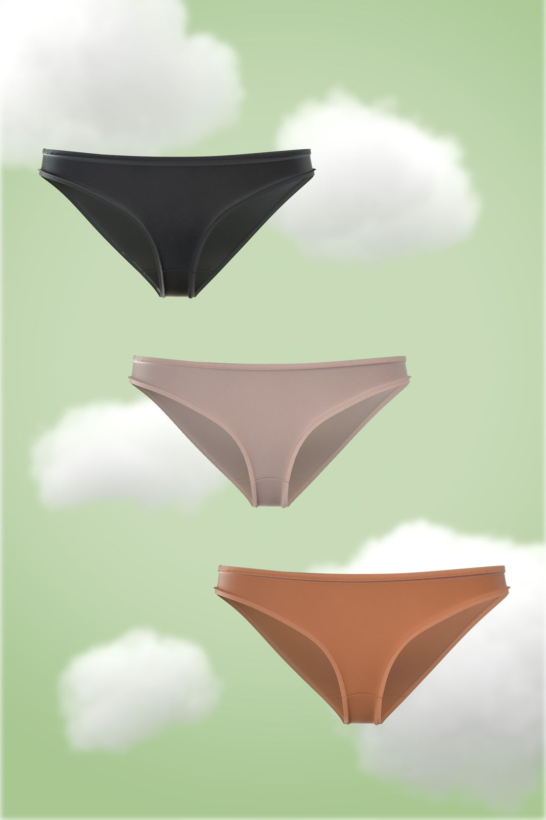 Set of three Brief- Black, Warm Ember, Soft Nude Nessies