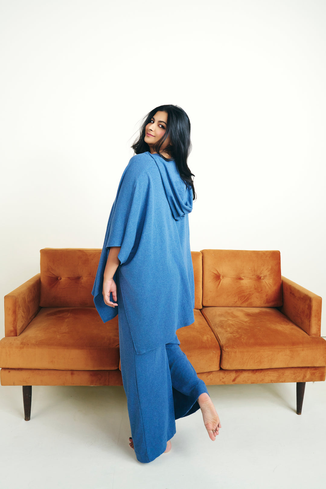 Relaxed Cloudy Blue Kaftan Hoodie