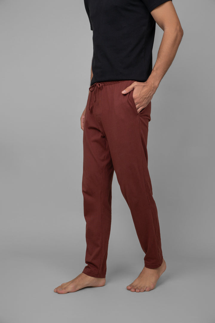 Shadow Red Men's Lounge Pants on a model, showcasing comfort and style.