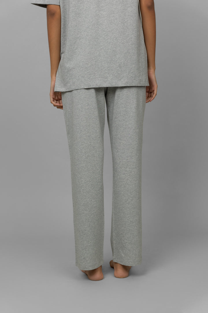 Grey mélange lounge pant for comfortable and stylish relaxation.