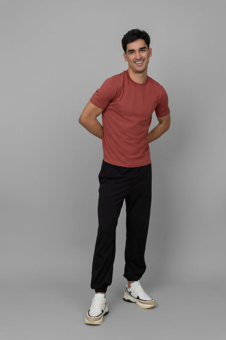 Shadow Red Men's Jogger Set outfit on a model, stylish and comfortable.