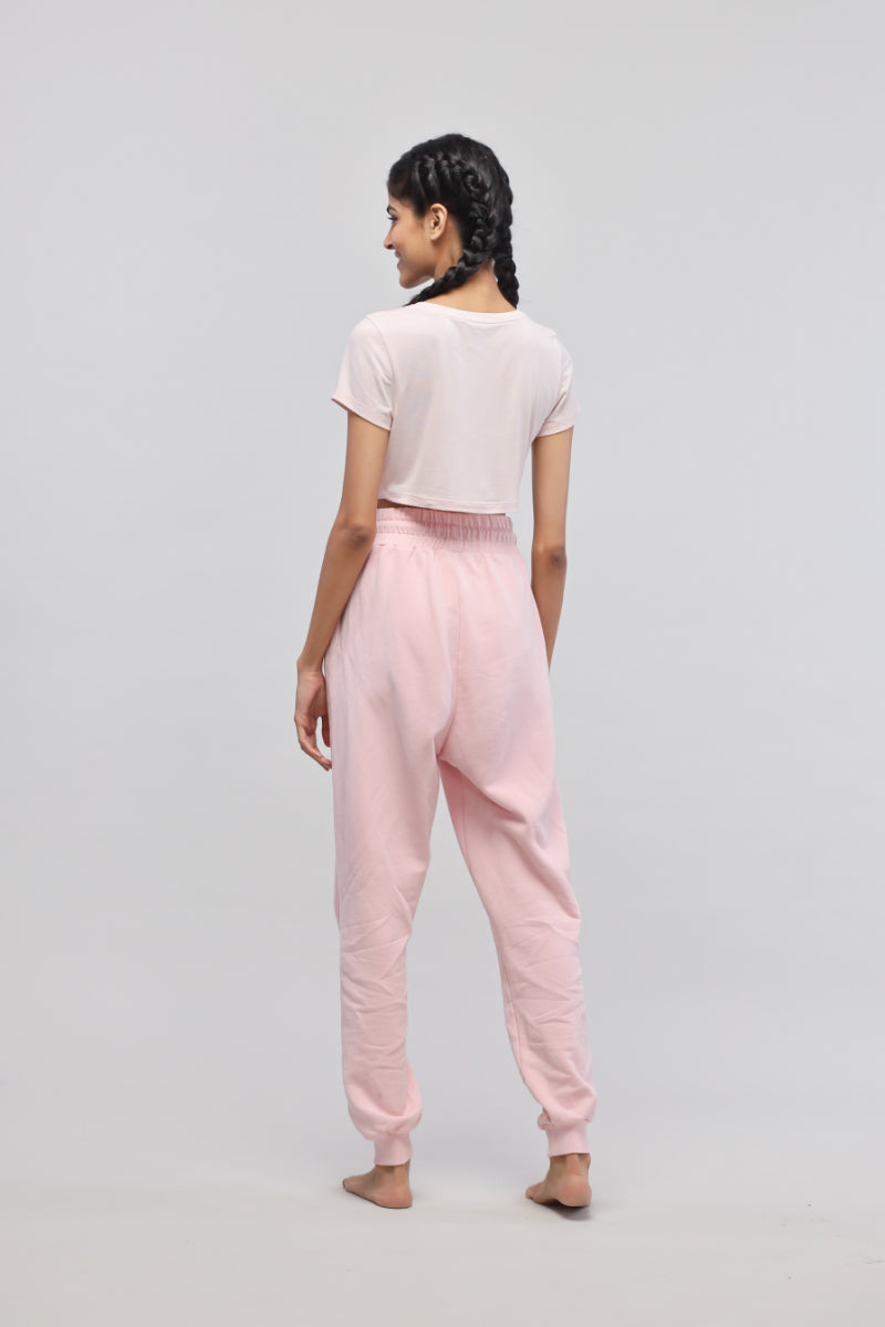 Pink Terry Set with Regular Light Pink Crop Top