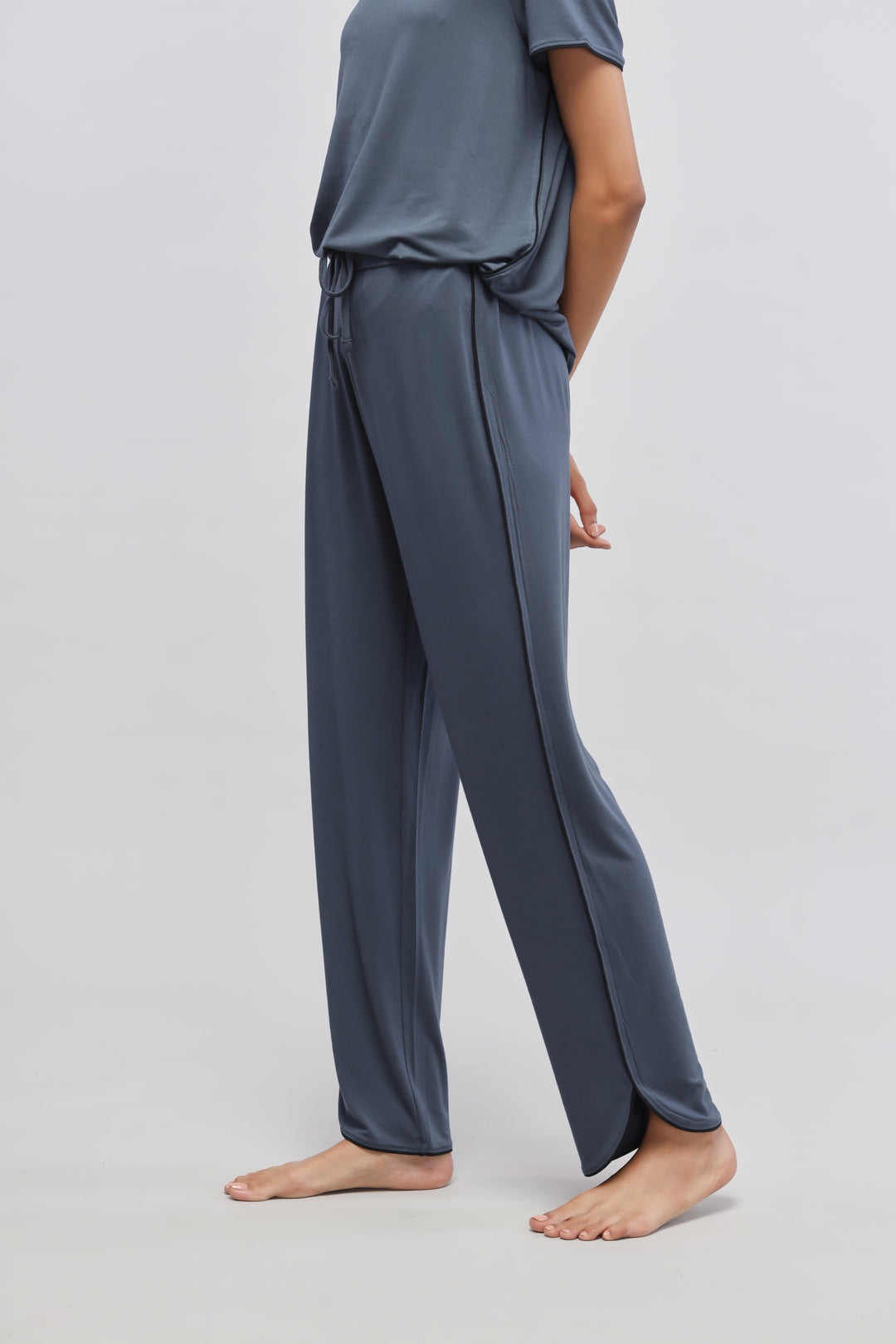 Deep Blue Piping Pajama Set for stylish, comfortable sleepwear.