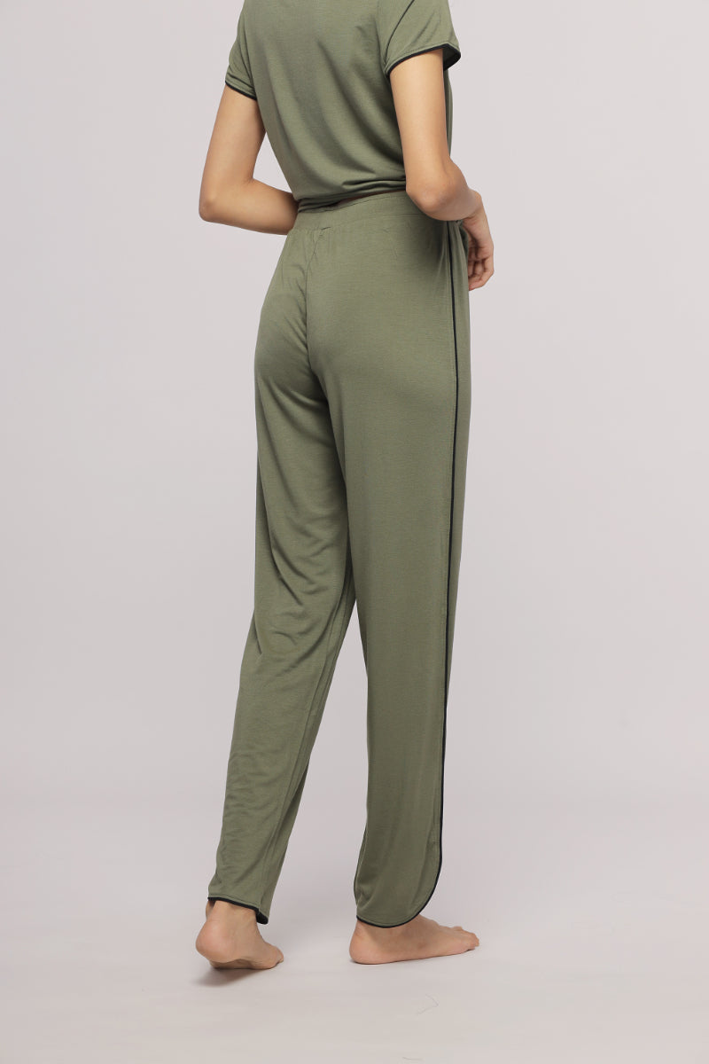 Olive green multipurpose lounge pant for stylish comfort.