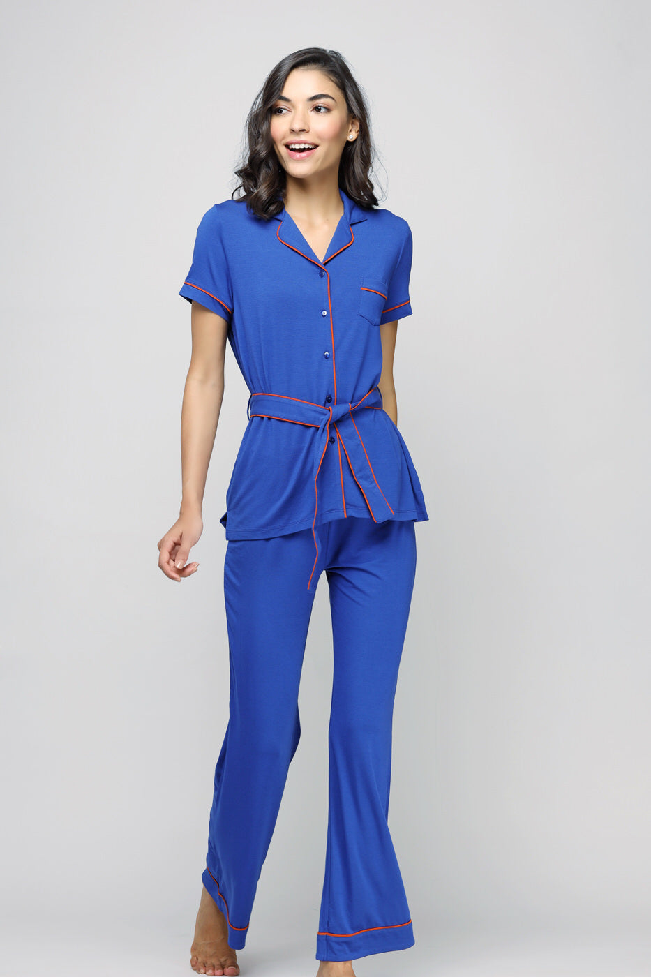 Perky Blue Flared Pajamas Set