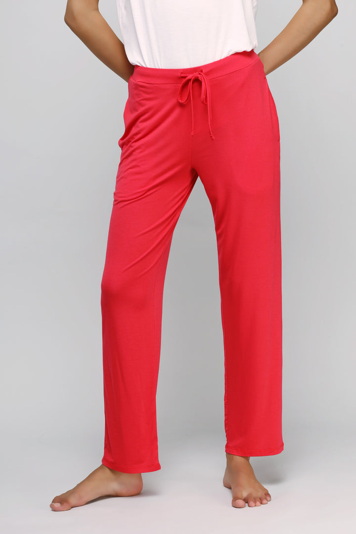 Love Red Straight Lounge Set featuring comfortable, stylish lounge pants.