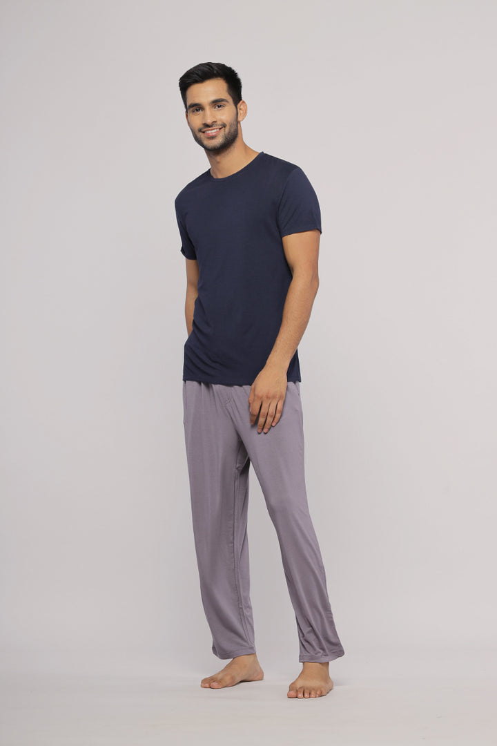 Deep Blue Men's Lounge T-shirt model in casual outfit.