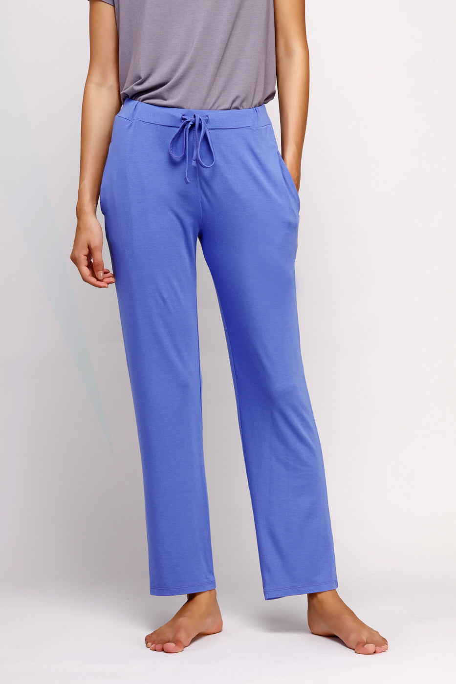 Relaxed Blue Straight Lounge Pant.