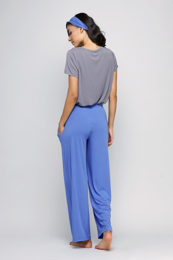 Relaxed Blue Flared Lounge Pant.