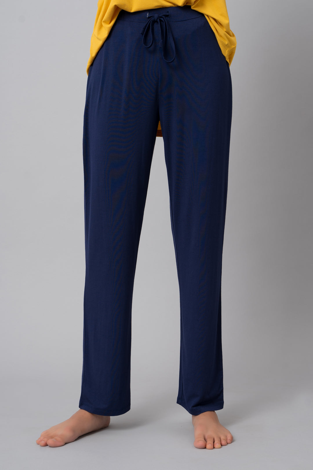 Indigo straight lounge set pants for comfortable, casual wear.