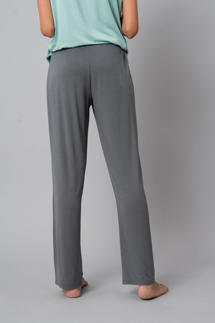 Grey Pearl Straight Lounge Pant, comfortable back view showcasing relaxed fit.