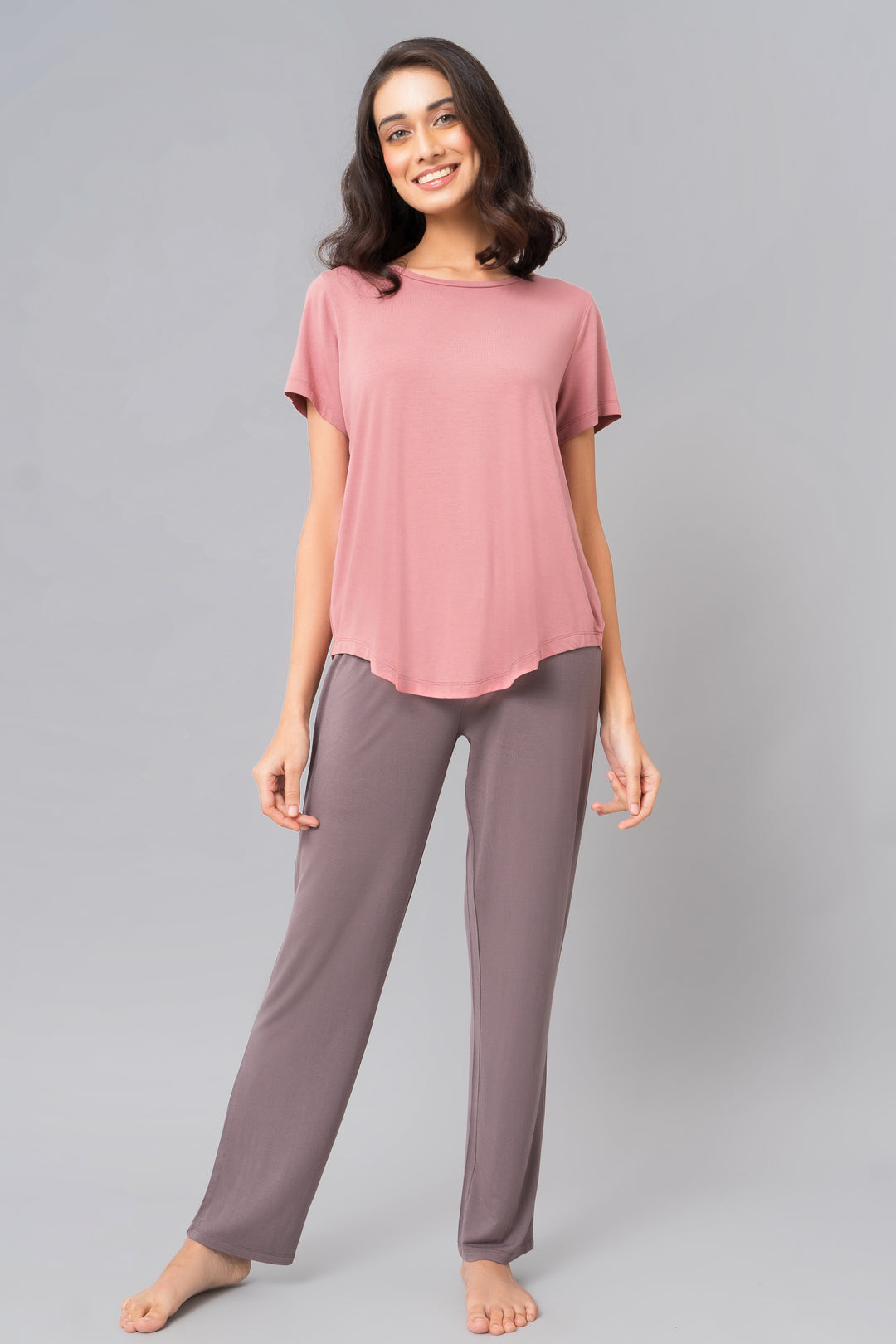 Sweet Oak Straight Lounge Pant showcased with casual outfit.