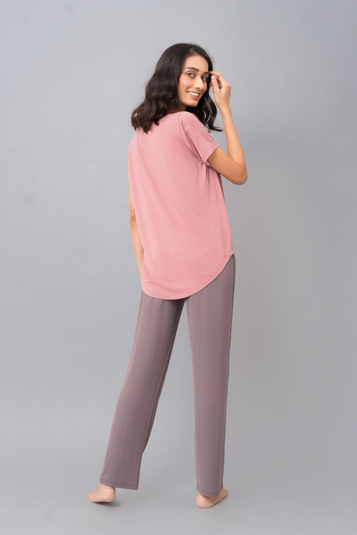 Model wearing Sweet Oak Straight Lounge Pant in a relaxed pose.