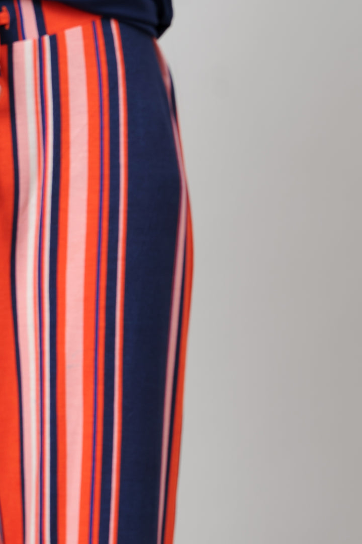 Classic Stripe Pajamas featuring vibrant red and navy stripes.