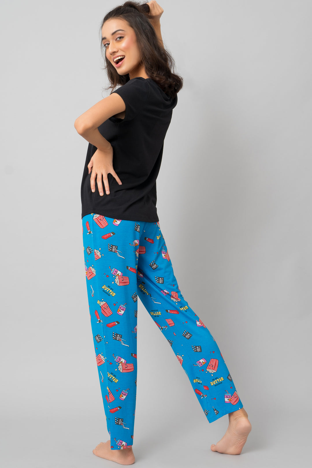 Butter Together Pajama Set featuring playful food-themed print for cozy nights.