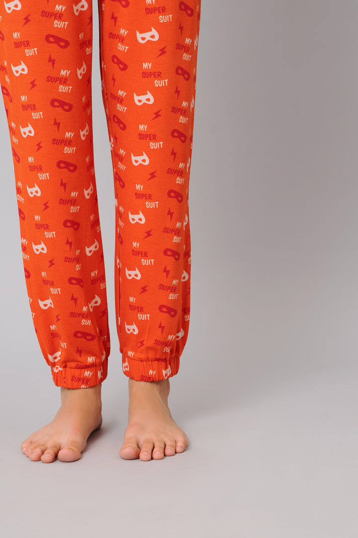 Frenzy Bolt Pajama Set with superhero mask and lightning patterns.