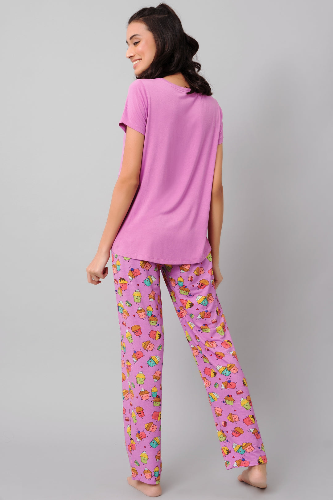 Stud Muffin Pajama Set featuring playful cupcake print and vibrant colors.