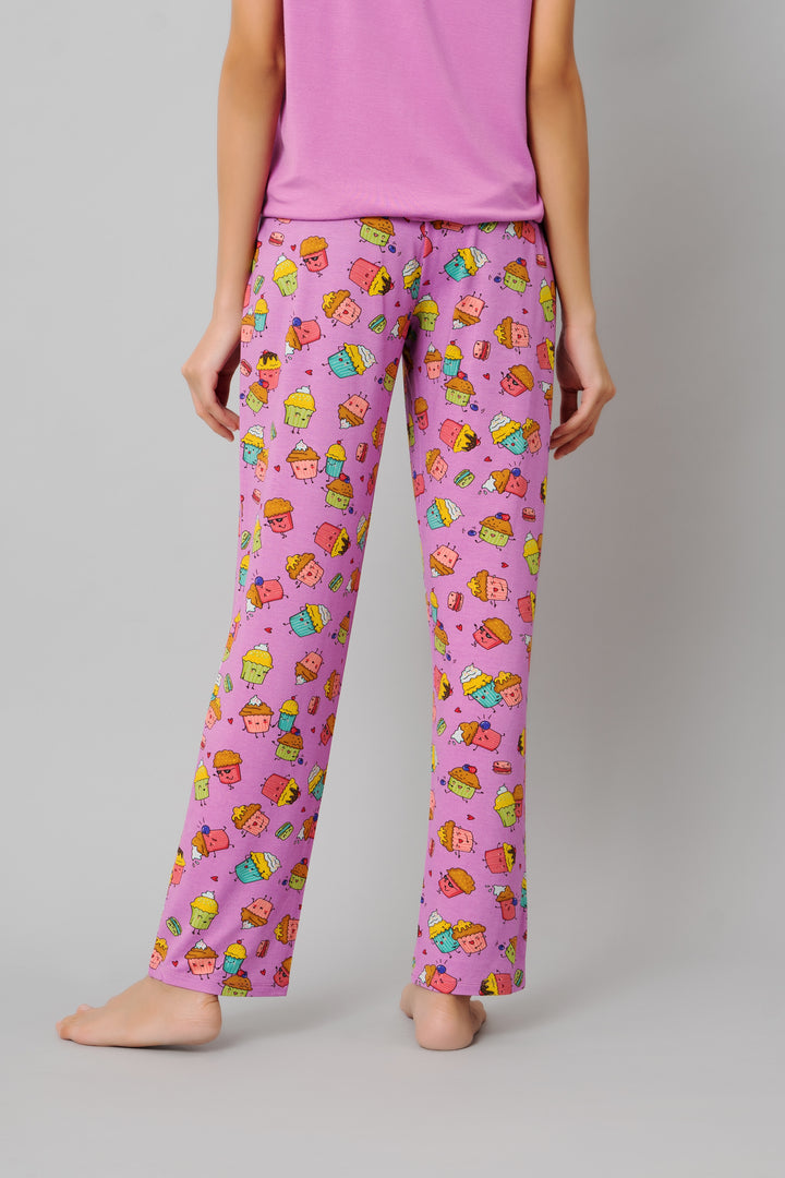 Colorful Stud Muffin pajama set with playful cupcake pattern.