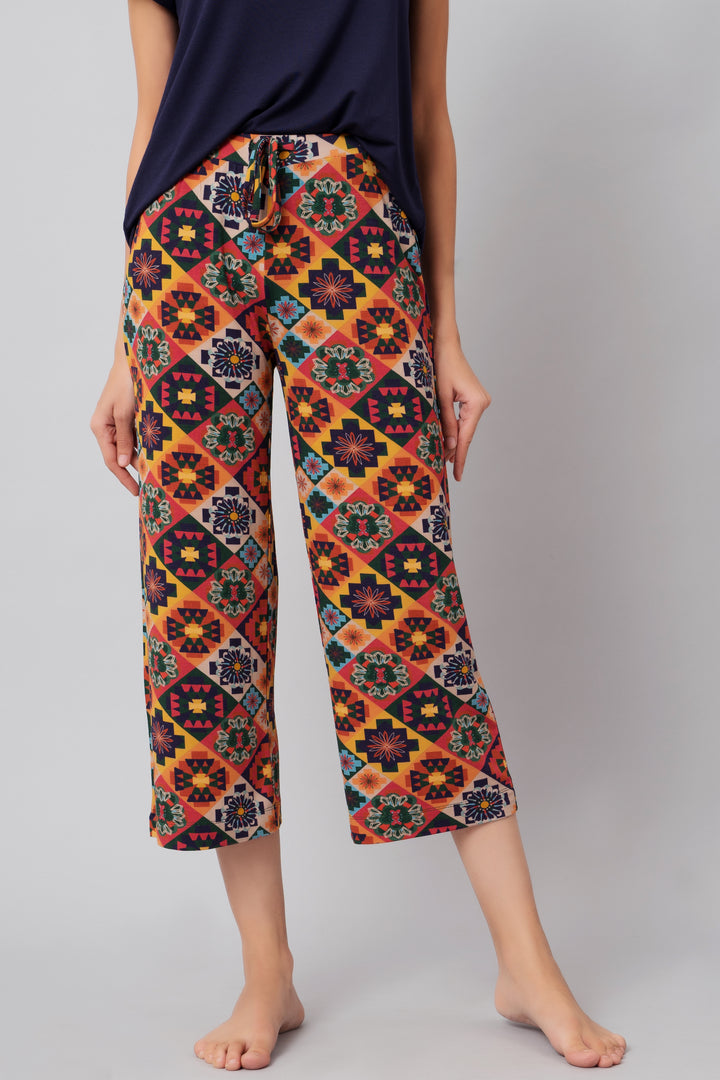 Floral Aztec Capri Set in vibrant patterns, stylish and comfortable for any occasion.