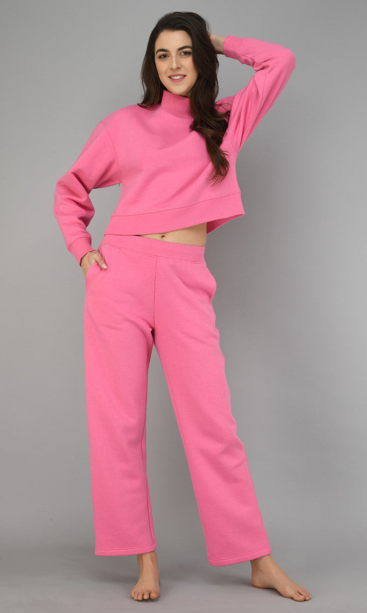 Feisty Pink Fleece Lounge Set for stylish comfort and relaxation.