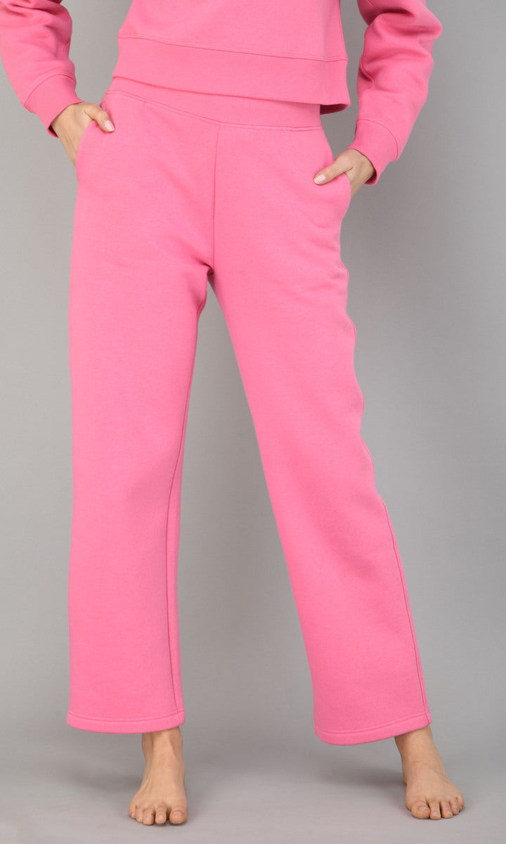 Feisty Pink Fleece Lounge Set featuring cozy pullover and pants.