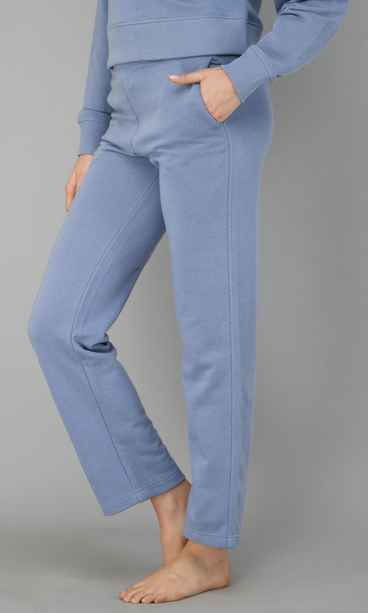 Ice-Blue Fleece Lounge Set featuring cozy pants and stylish design.