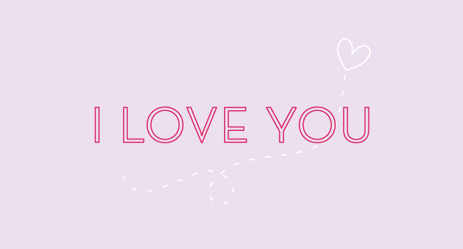 "I love you" text design for a gift card.