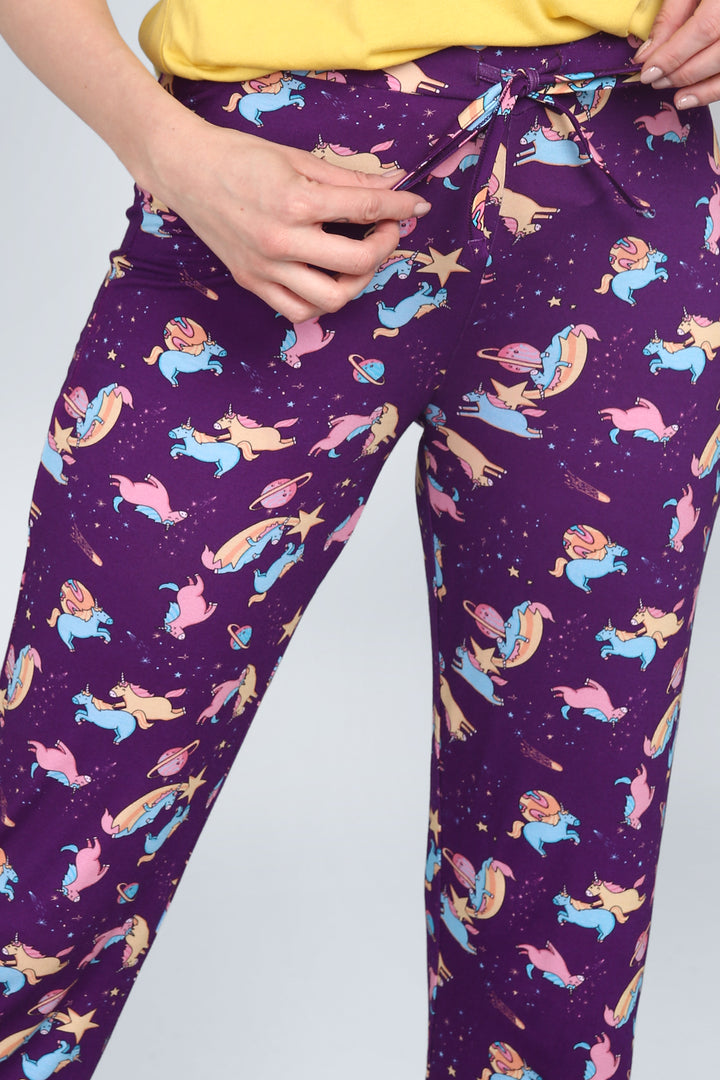 Spaced Out Unicorn Pajamas in vibrant, whimsical space-themed print.