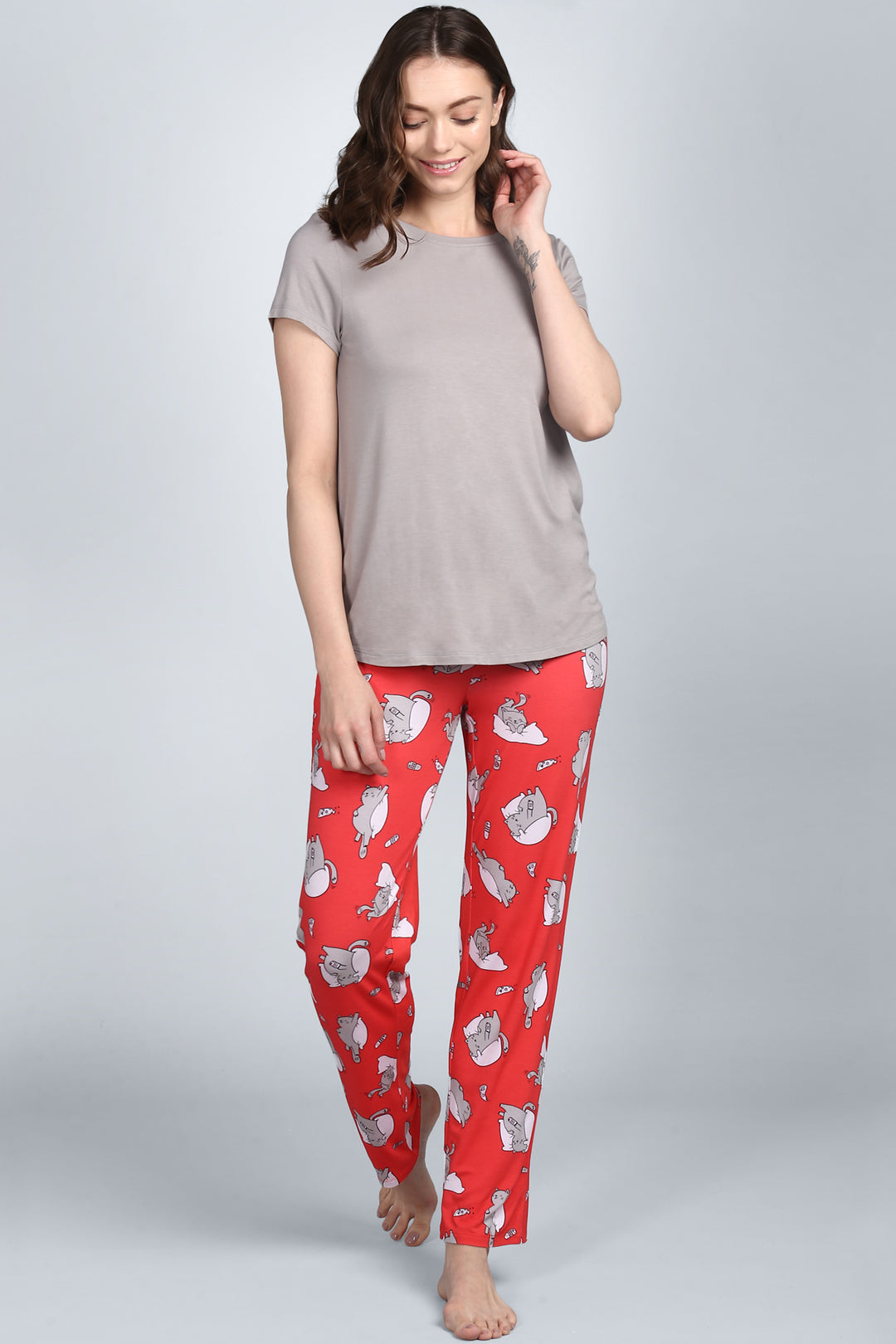 Lazy Cat Pajamas featuring playful cat print design and comfortable fit.