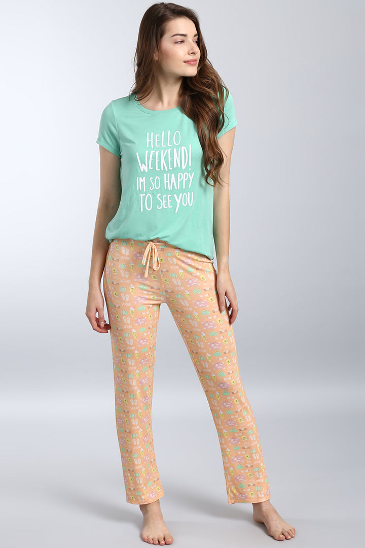 Hello Weekend Pajama Set for comfortable and stylish loungewear.