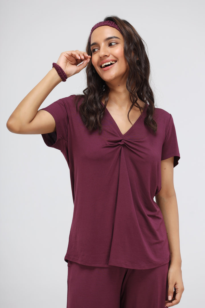 Wine Modal Knotted Top