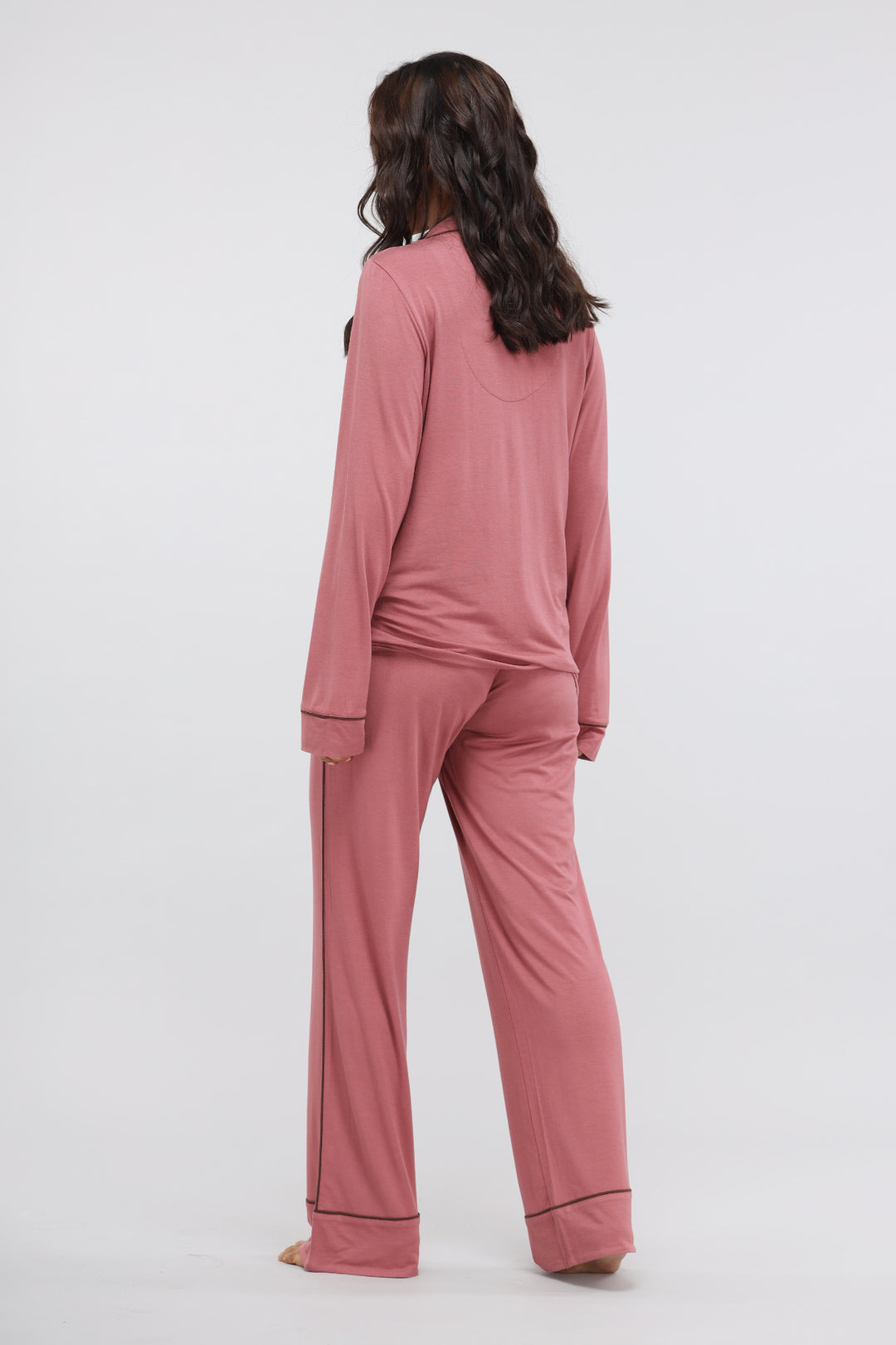 Deco Rose full sleeve button down modal pajama set for women.